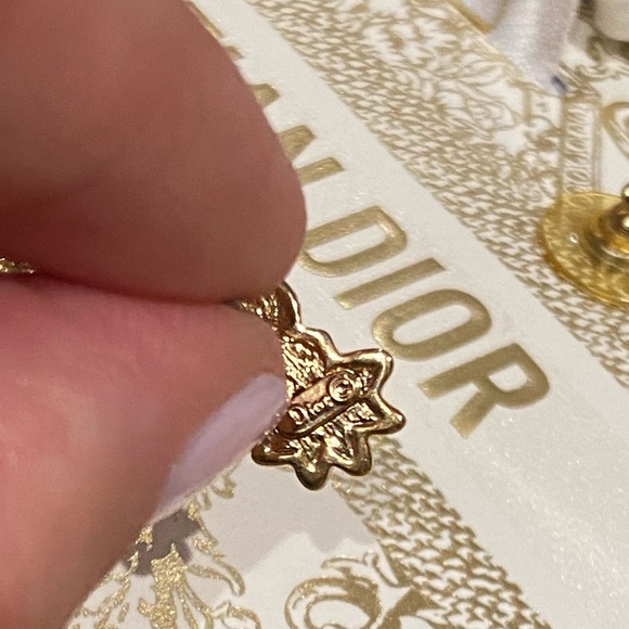 Christian Dior gold tone dainty crystal vintage earrings for pierced ears - Picture 6 of 9